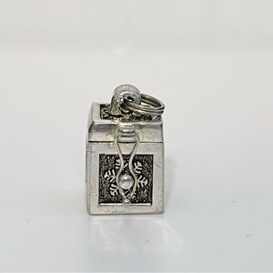 Silver Tone Snowflake Box Charm